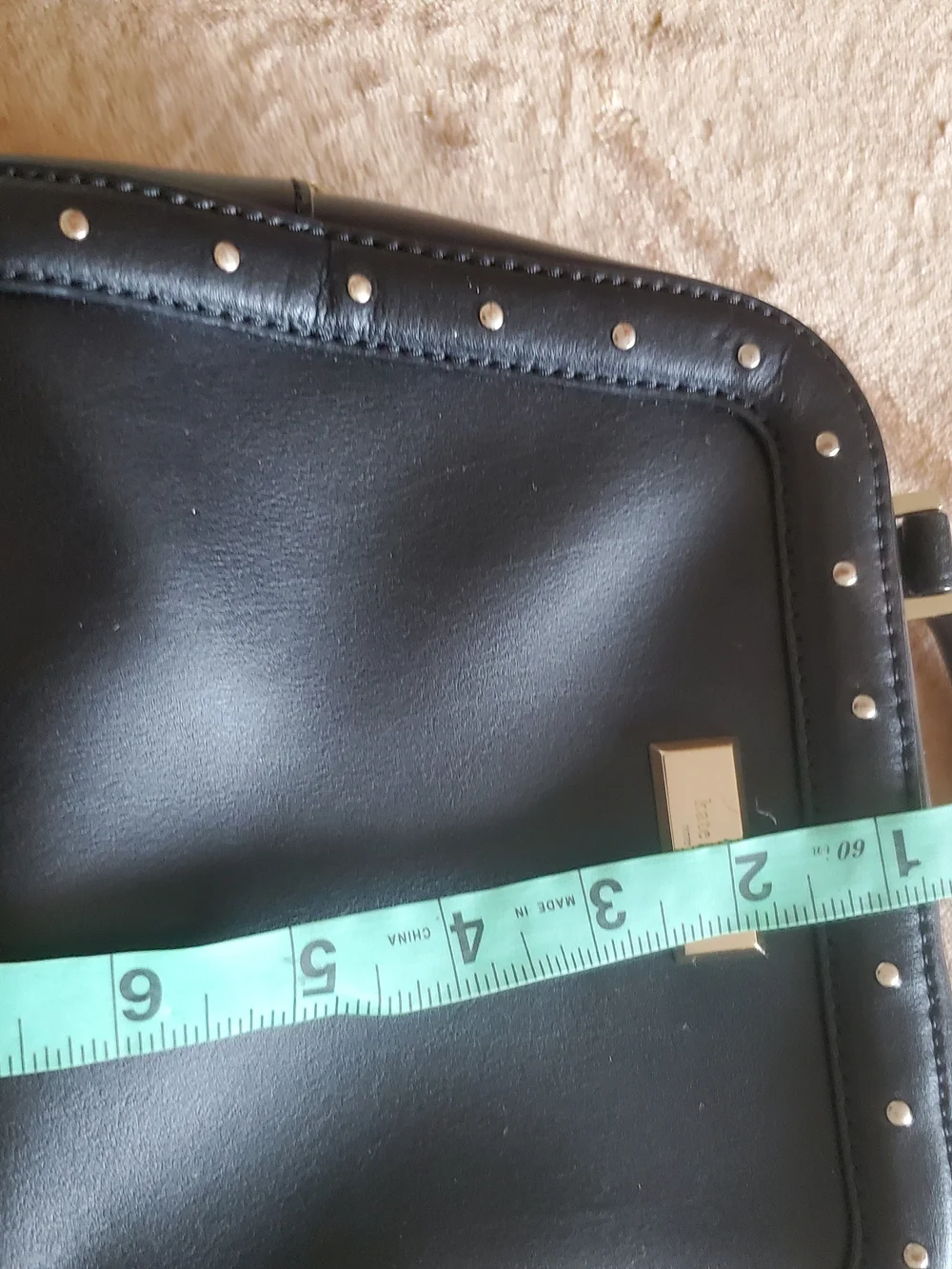 kate spade Black Studded Satchel with Gold Hardware